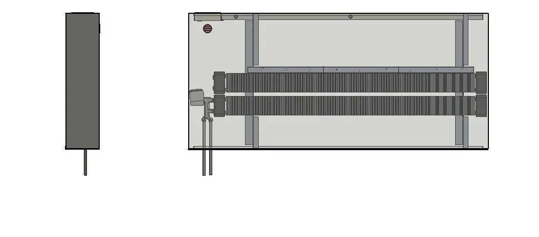 Maattekening Rator 1: vooraanzicht en zijaanzicht met maatvoering